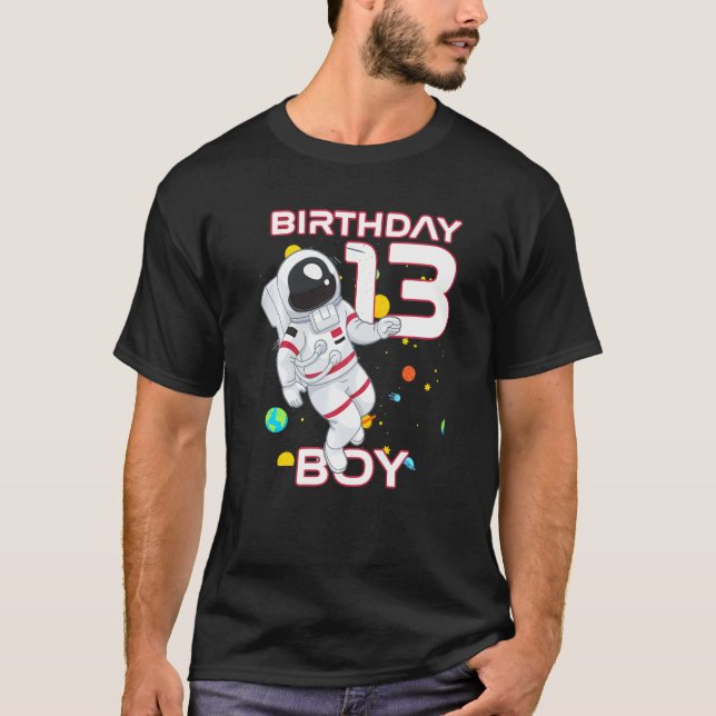 Camiseta Astronauta de cumpleaños 13 años para niños (Anverso)