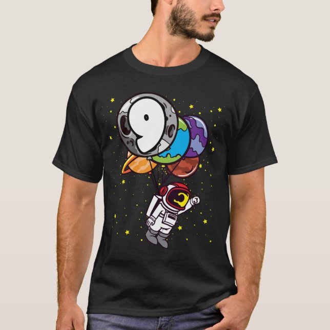 Camiseta Astronauta de cumpleaños 9 años de edad planetas n (Anverso)