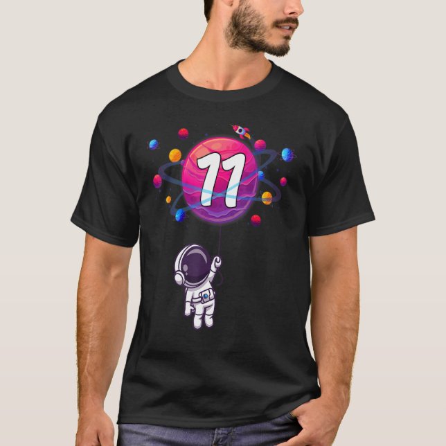 Camiseta Astronauta de cumpleaños de 11 años (Anverso)