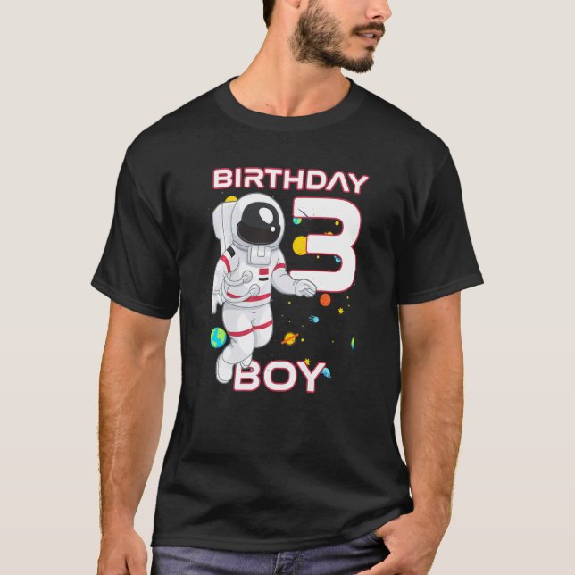 Camiseta Astronauta de cumpleaños de 3 años de edad (Anverso)