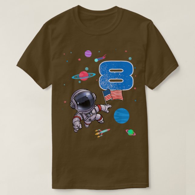 Camiseta Astronauta de cumpleaños de 8 años  (Diseño del anverso)