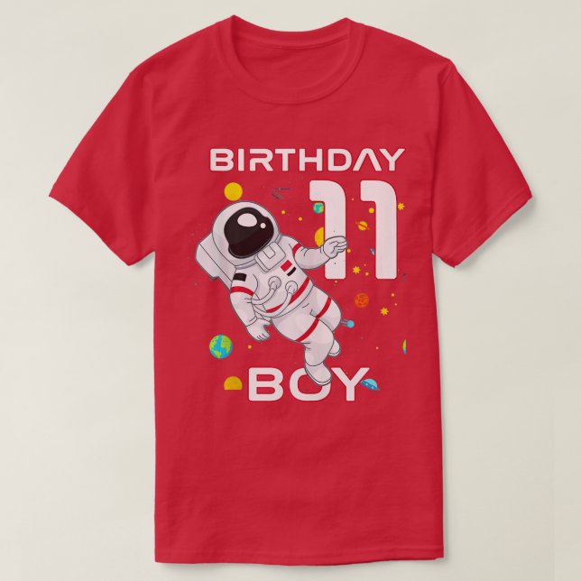 Camiseta Astronauta de cumpleaños número 11 años para niños (Diseño del anverso)