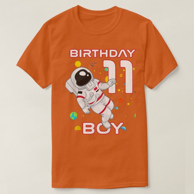 Camiseta Astronauta de cumpleaños número 11 años para niños (Diseño del anverso)