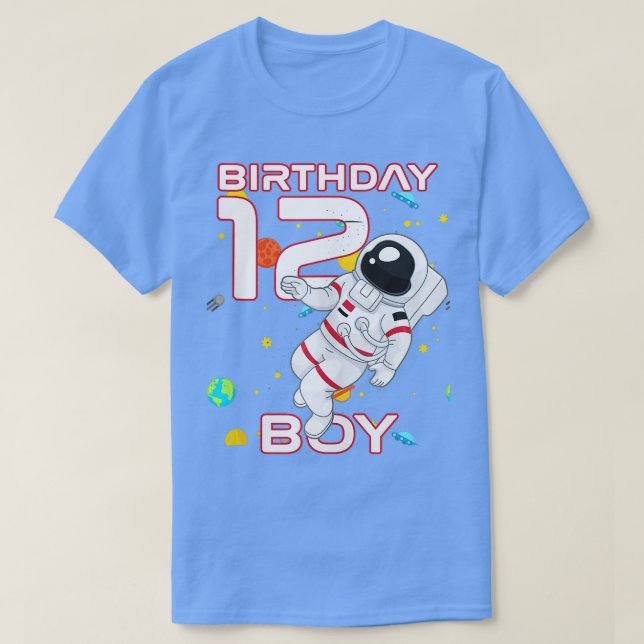 Camiseta Astronauta de cumpleaños número 12 años para niños (Diseño del anverso)