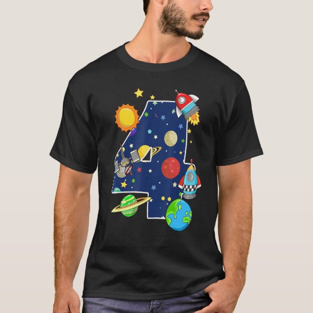 Camiseta Astronauta de cumpleaños número 4 años (Anverso)