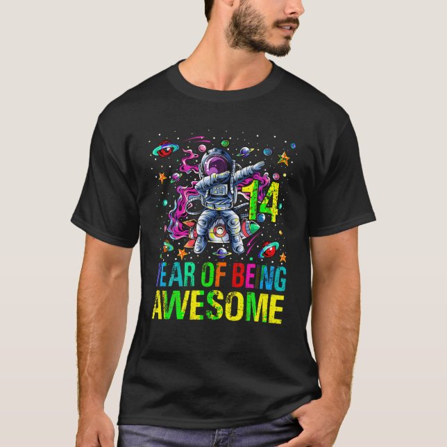 Camiseta Astronauta de Dabbing 14 años espacio de cumpleaño (Anverso)