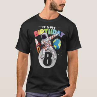 Camiseta Astronauta de Dabbing 8.º Chica de cumpleaños 8 añ
