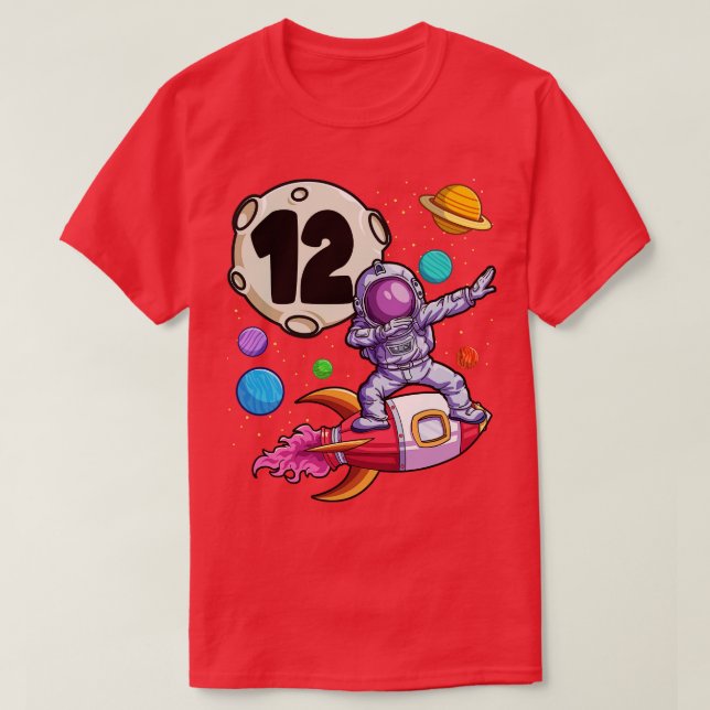 Camiseta Astronauta de Dabbing de 12 años niño de cumpleaño (Diseño del anverso)
