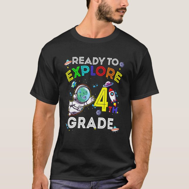 Camiseta Astronauta de dinosaurios espaciales lista para ex (Anverso)