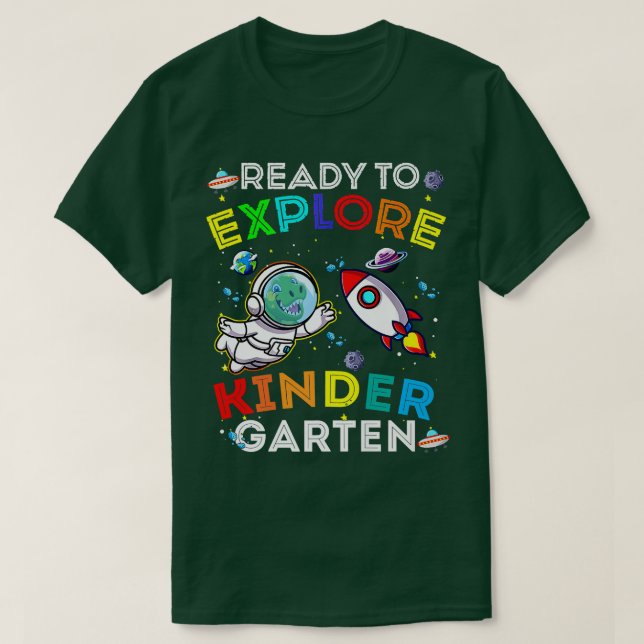 Camiseta Astronauta De Dinosaurios Espaciales Preparado Par (Diseño del anverso)