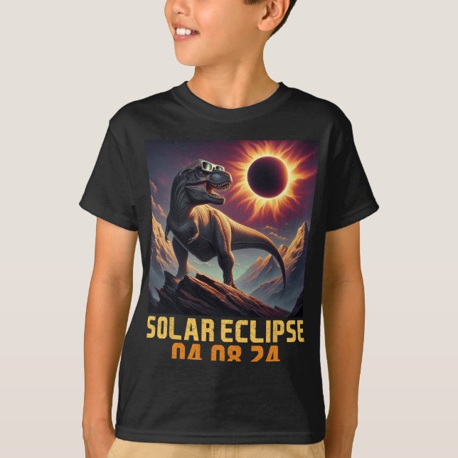 Camiseta Astronauta de dinosaurios T Rex Eclipse solar tota (Anverso)