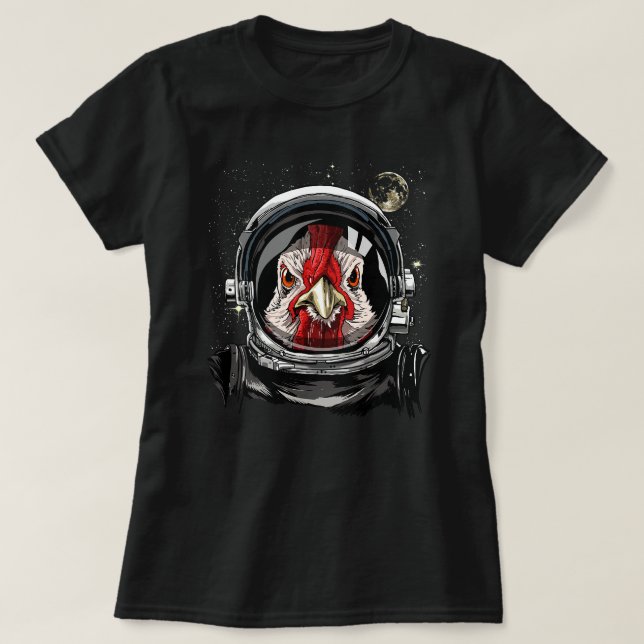 Camiseta Astronauta de exploración espacial de pollos de po (Diseño del anverso)