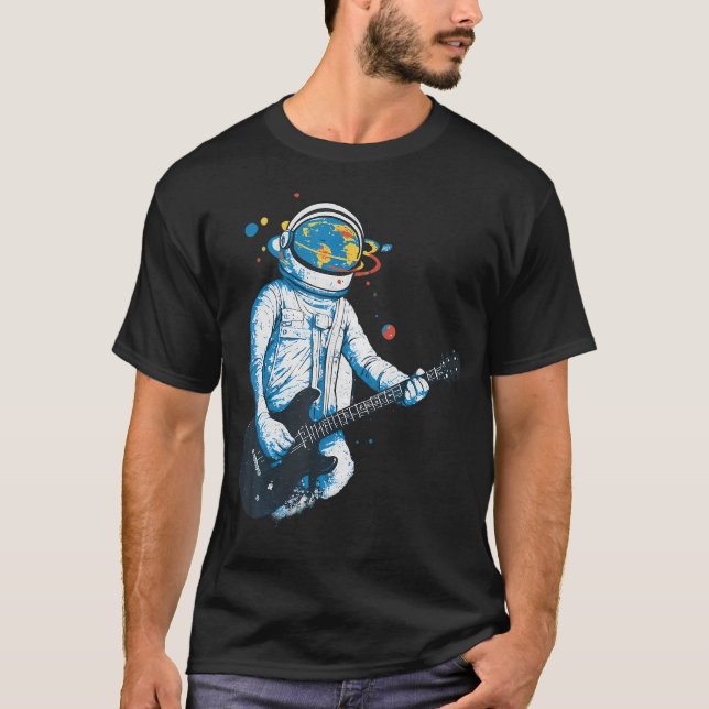 Camiseta Astronauta de Frecuencias Cósmicas Tocando Guitarr (Anverso)