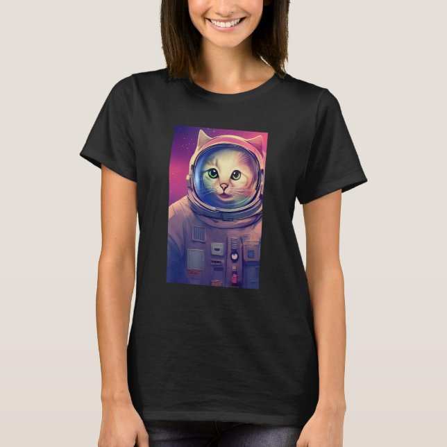 Camiseta Astronauta de gato espacial divertida galaxia kitt (Anverso)