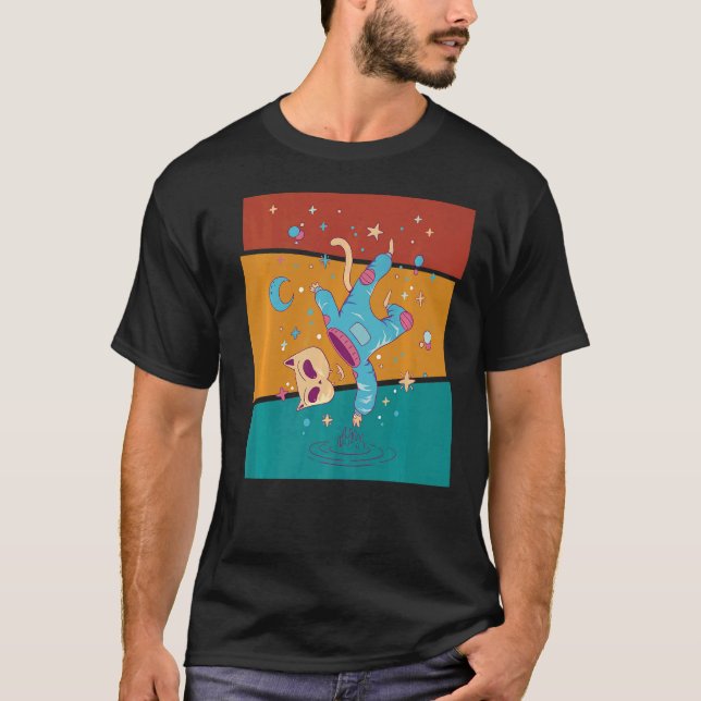 Camiseta Astronauta de gato espacial vintage (Anverso)