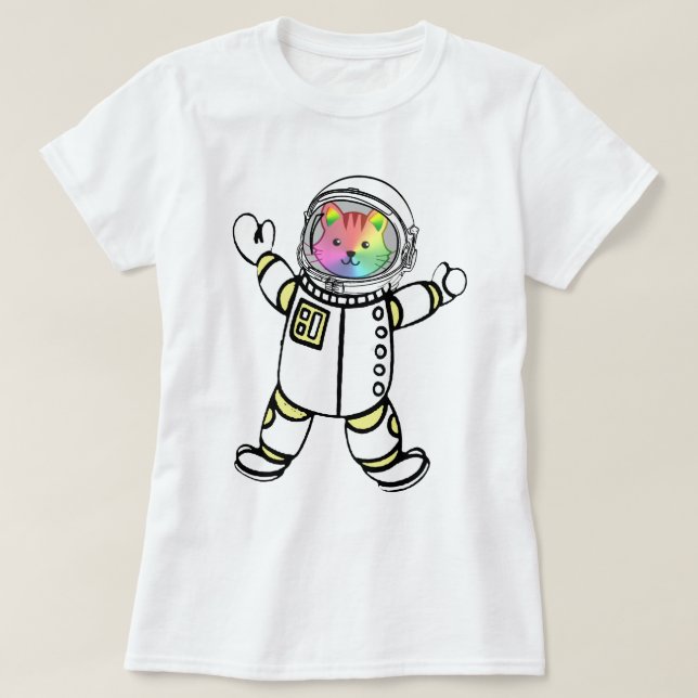 Camiseta Astronauta de gato kitty astro del arcoiris (Diseño del anverso)