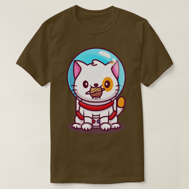 Camiseta Astronauta de gato lindo con Personalizado de bola (Diseño del anverso)