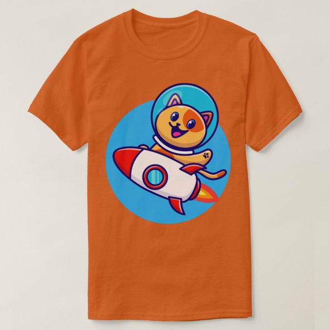 Camiseta Astronauta de gato lindo Personalizado de cohetes (Diseño del anverso)
