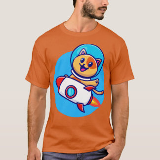 Camiseta Astronauta de gato lindo Personalizado de cohetes