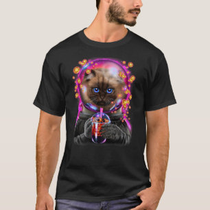 Camiseta Astronauta De Gato Siamés En Galaxia Espacial Bebe