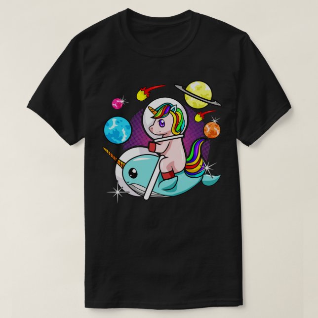 Camiseta Astronauta De Guay Retro Unicornio Viajando En Nar (Diseño del anverso)
