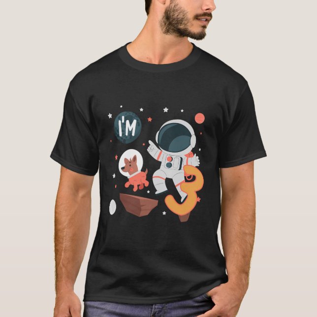Camiseta Astronauta De Guay Tengo 3 Años De Edad Perro De C (Anverso)
