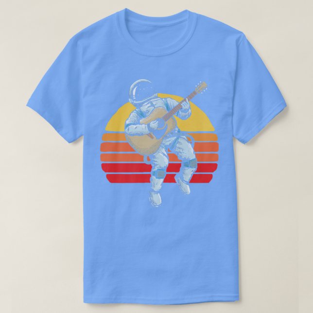 Camiseta Astronauta de guitarra acústica espacial 80 Retro (Diseño del anverso)