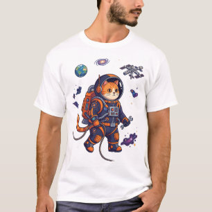 Camiseta Astronauta de Halloween Gato Llave Estación Espaci