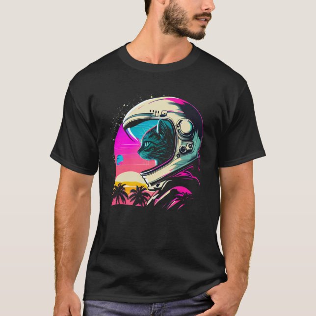 Camiseta Astronauta de la estética del gato espacial de la  (Anverso)