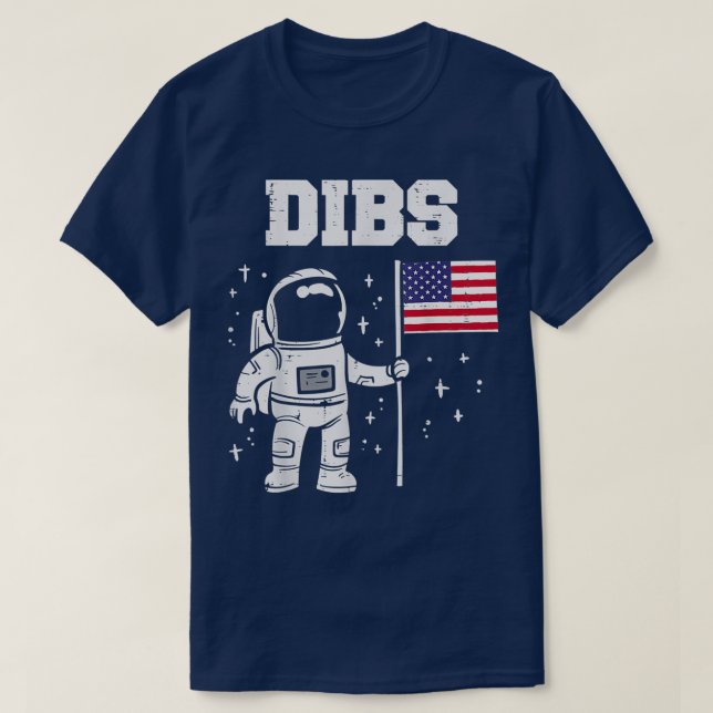 Camiseta Astronauta de la Luna de Dibs Bandera Estadouniden (Diseño del anverso)