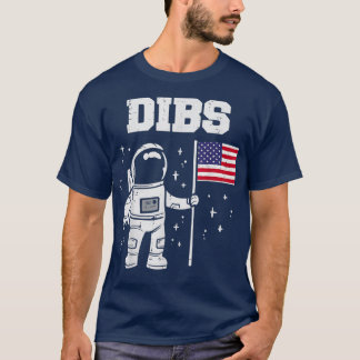 Camiseta Astronauta de la Luna de Dibs Bandera Estadouniden