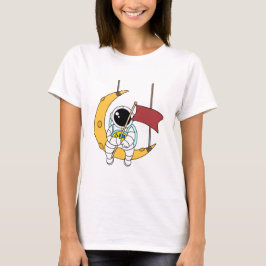 Camiseta Astronauta de línea Art Sitting Moon Ilustracion