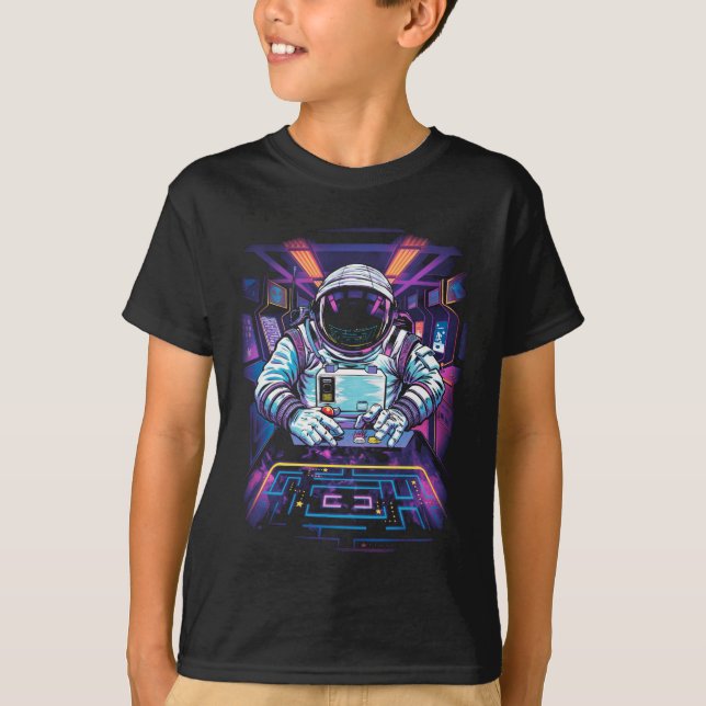 Camiseta Astronauta de neón Gráfico de exploración espacial (Anverso)