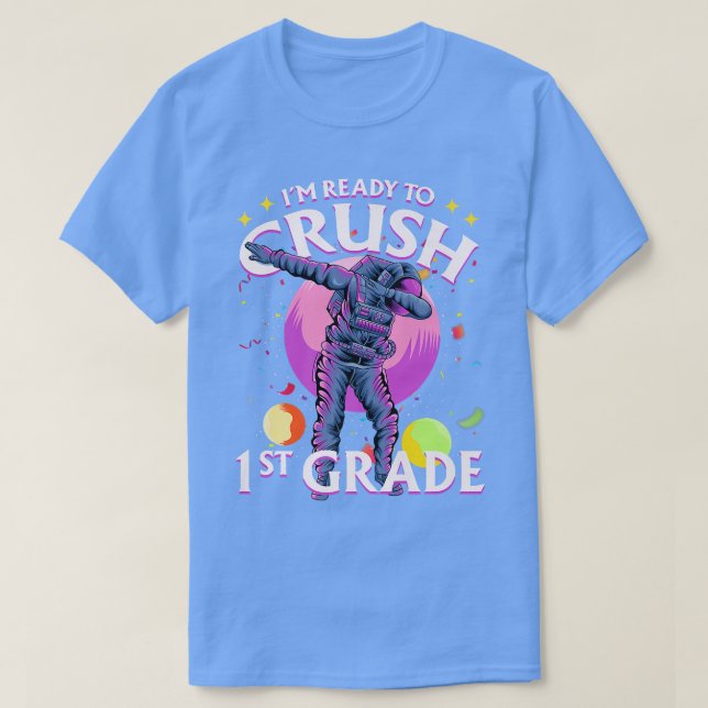 Camiseta Astronauta de primer grado de Dabbing de vuelta a  (Diseño del anverso)