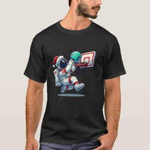 Camiseta Astronauta de Santa Hat Dunking Earth Basketball