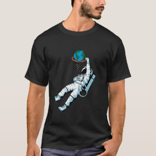 Camiseta Astronauta de Santa Hat Dunking Earth Basketball F