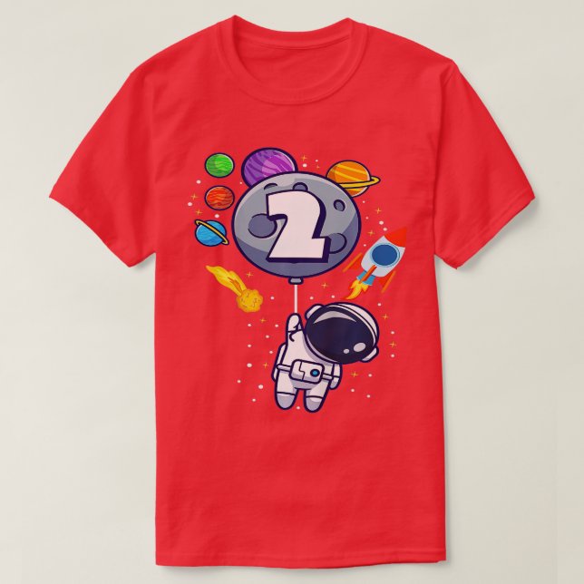 Camiseta Astronauta de segundo cumpleaños de 2 años (Diseño del anverso)