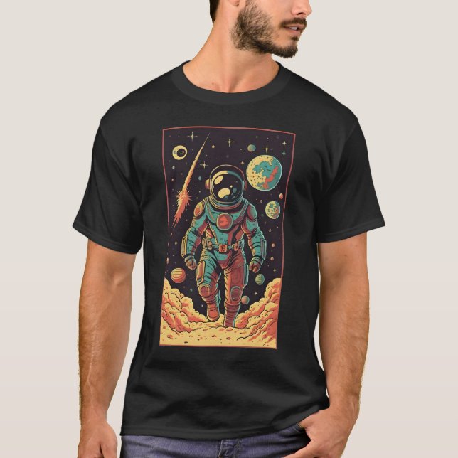 Camiseta Astronauta de superhéroe cómico que protege la Tie (Anverso)