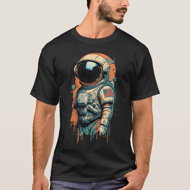Camiseta Astronauta de superhéroe cómico que protege la Tie (Anverso)