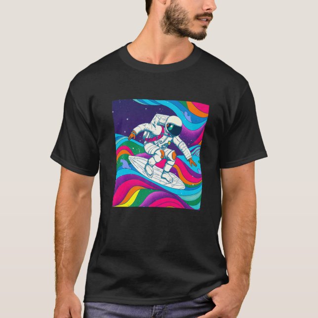 Camiseta Astronauta de surf Hang 10 Galaxy board Surfer U (Anverso)