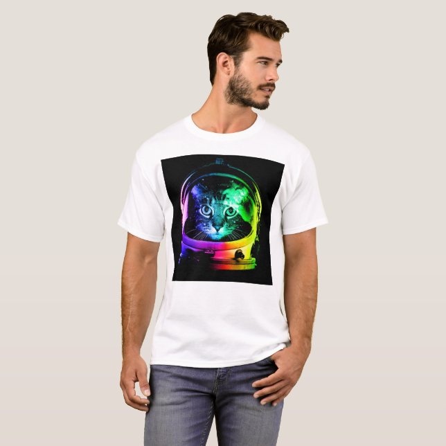 Camiseta Astronauta de un gato colorido (Anverso completo)