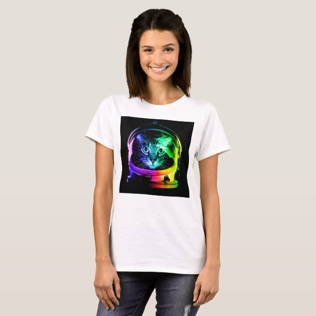 Camiseta Astronauta de un gato colorido (Anverso completo)
