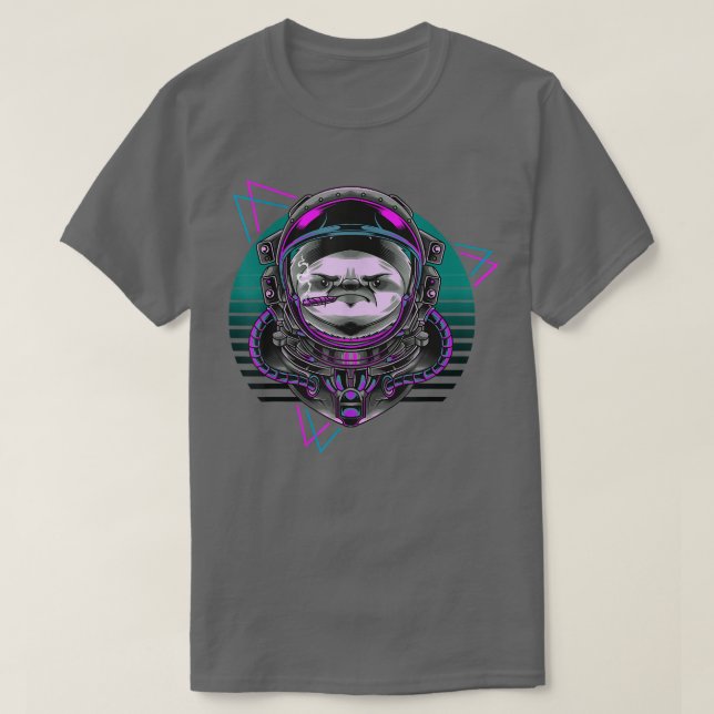 Camiseta Astronauta de vaporwave Synthwave 80 Art Sloth Ret (Diseño del anverso)
