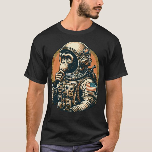Camiseta Astronauta de viajes espaciales arte gráfico de mo (Anverso)