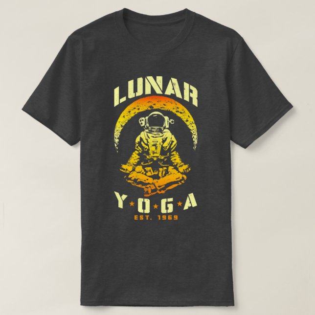 Camiseta Astronauta de yoga lunar Crescent Moon Space Scien (Diseño del anverso)