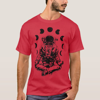 Camiseta Astronauta de yoga Moon Phase Zen Meditación Lotus
