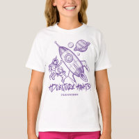 Astronauta del cohete espacial blanco púrpura retr