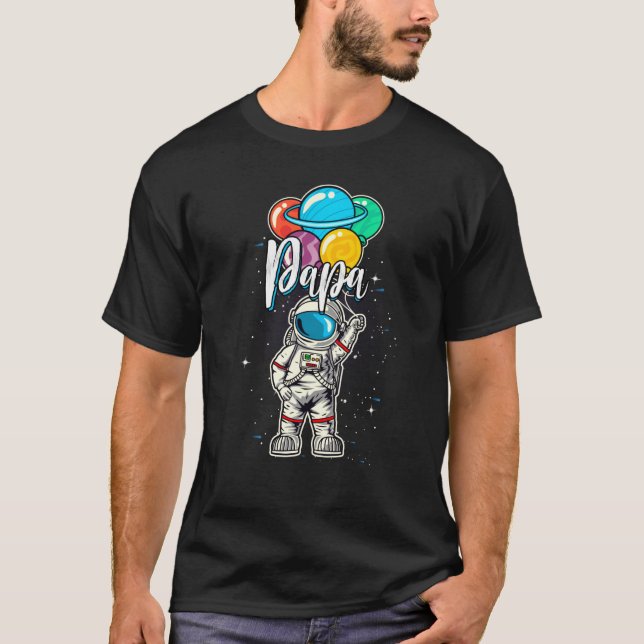 Camiseta Astronauta Del Cumpleaños Del Papa En El Espacio (Anverso)