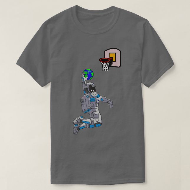 Camiseta Astronauta del espacio de baloncesto Dunking Plane (Diseño del anverso)