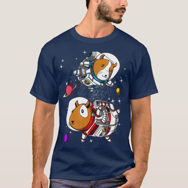 Camiseta Astronauta del espacio de cerdo guineano divertida (Anverso)